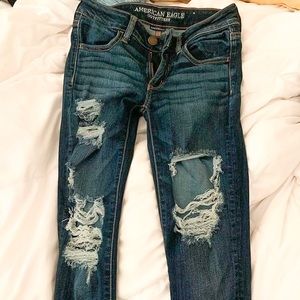 Ripped Navy Blue Denim Jeans